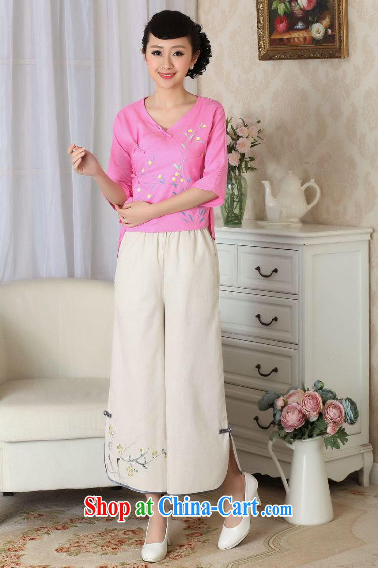 And Jing Ge female Tang Women's clothes summer T-shirt ethnic wind antique hand-painted Chinese Han-female improved deep pink 2 XL pictures, price, brand platters! Elections are good character, the national distribution, so why buy now enjoy more preferential! Health