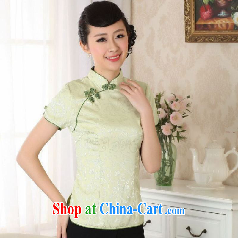 And Jing Ge female Tang Women's clothes summer T-shirt ethnic wind Chinese Han-female improved A 0052 - A - A green 3 XL