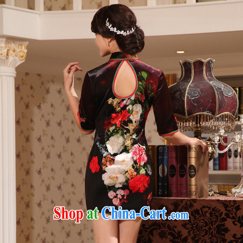 The CYD HO Kwun Tong' that Madame 2015 spring cuff in gray velour cheongsam sexy retro short, plush robes G 922,511 XXXL suit, Sau looked Tang, shopping on the Internet