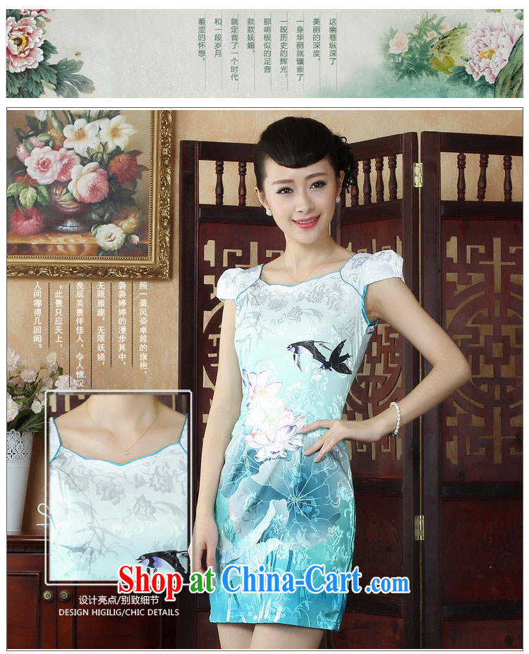 Ko Yo vines into colorful factory outlets (Spring/Summer stamp duty cotton round neck improved short-sleeve edge no's graphics waist cheongsam dress D 0239 white 170/XL pictures, price, brand platters! Elections are good character, the national distribution, so why buy now enjoy more preferential! Health