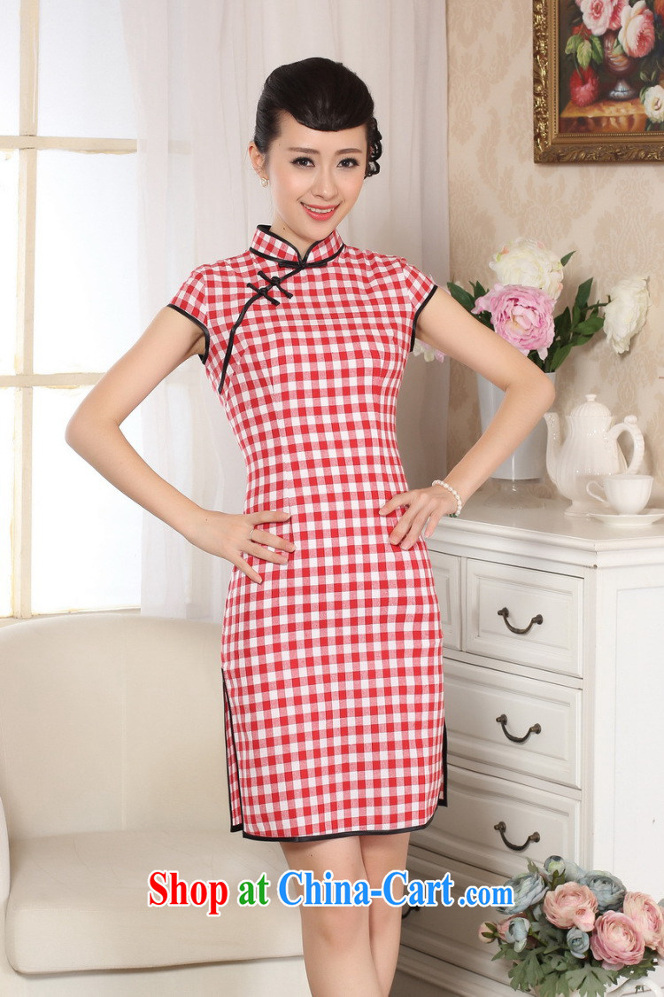 Take the cotton the retro checked short-sleeved qipao improved daily republic linen girls summer dresses skirts - A White Haig L pictures, price, brand platters! Elections are good character, the national distribution, so why buy now enjoy more preferential! Health