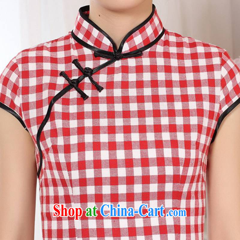 In accordance with the situation in summer 2015 trendy new products, for a tight grid cultivating Chinese qipao LGD/D 0247 #Blue on white, 2XL, in accordance with the situation, and, shopping on the Internet