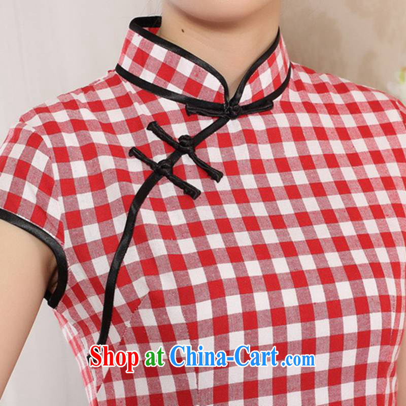 In accordance with the situation in summer 2015 trendy new products, for a tight grid cultivating Chinese qipao LGD/D 0247 #Blue on white, 2XL, in accordance with the situation, and, shopping on the Internet