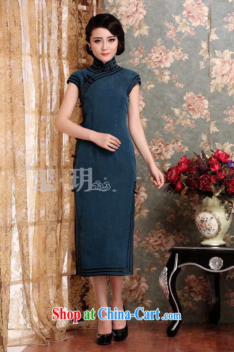 Yin Yue NARS summer 2014 New Long cheongsam fragrant cloud yarn retro high on the truck-tie short-sleeved elegant beauty dresses skirts dark XXL pictures, price, brand platters! Elections are good character, the national distribution, so why buy now enjoy more preferential! Health