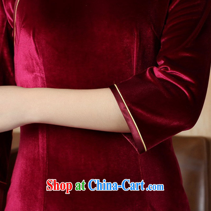 In accordance with the situation in summer new Pure color-7 cuff velvet beauty Tang with improved cheongsam LGD/TD 0005 #black S, according to the situation, and, on-line shopping