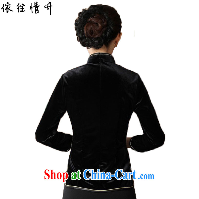 In accordance with the conditions and in spring and fall and stylish new products, for the hard-pressed Solid Color beauty 9 sub-cuff velvet cheongsam shirt LGD/A 0064 #black 3 XL, to rise, and shopping on the Internet
