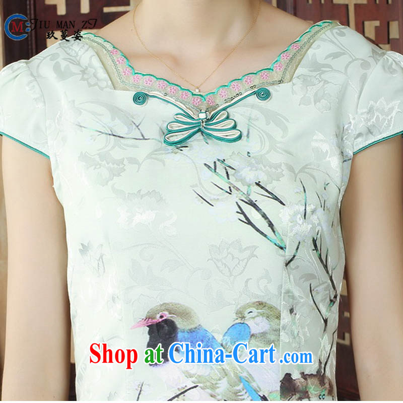 Ko Yo vines into colorful factory direct spring and summer water and ink stamp of Ethnic Wind cotton round neck improved short-sleeved video pockets and cheongsam dress D 0244 photo color 175/2 XL, capital city sprawl, shopping on the Internet