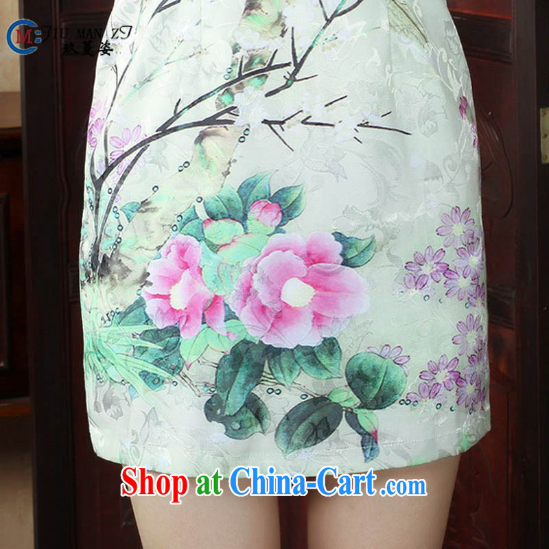 Ko Yo vines into colorful factory direct spring and summer water and ink stamp of Ethnic Wind cotton round neck improved short-sleeved video pockets and cheongsam dress D 0244 photo color 175/2 XL, capital city sprawl, shopping on the Internet