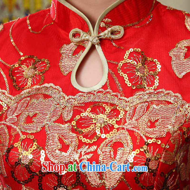 Love Life new 2015 cheongsam dress improved red Chinese Antique crowsfoot wedding dress long bridal toast serving female Red XXL, love life, and shopping on the Internet