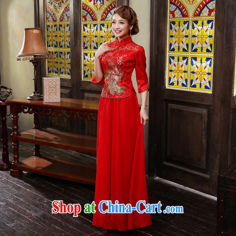 Love Life 2015 new cheongsam dress improved red Chinese Antique Korean dresses wedding dresses long bridal toast serving female Red M, love life, and shopping on the Internet