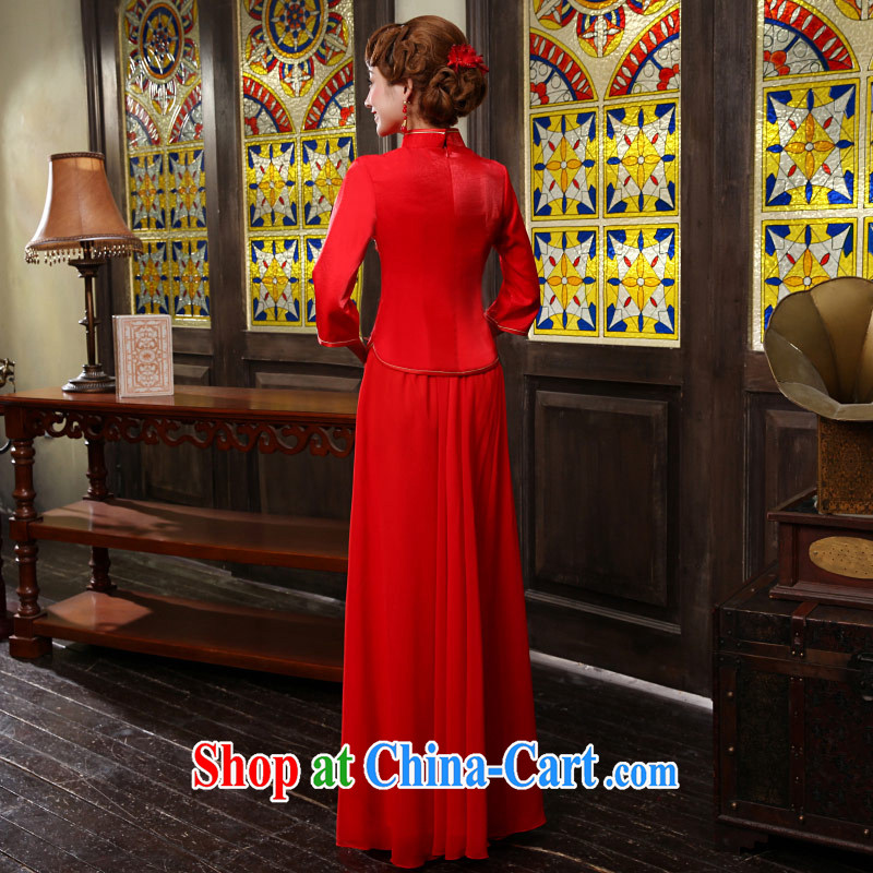 Love Life 2015 new retro improved cheongsam dress red Chinese crowsfoot wedding dress long bridal toast serving female Red S, love life, and shopping on the Internet