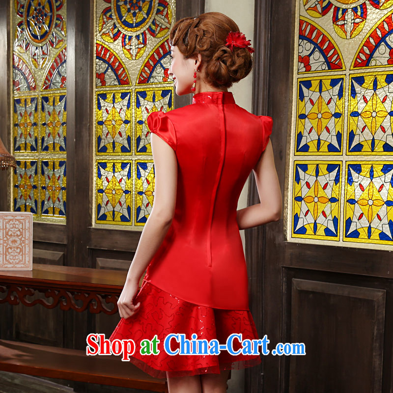 Love Life 2015 summer new cheongsam dress improved red Chinese Antique crowsfoot married women serving toast red XXL, love life, and shopping on the Internet