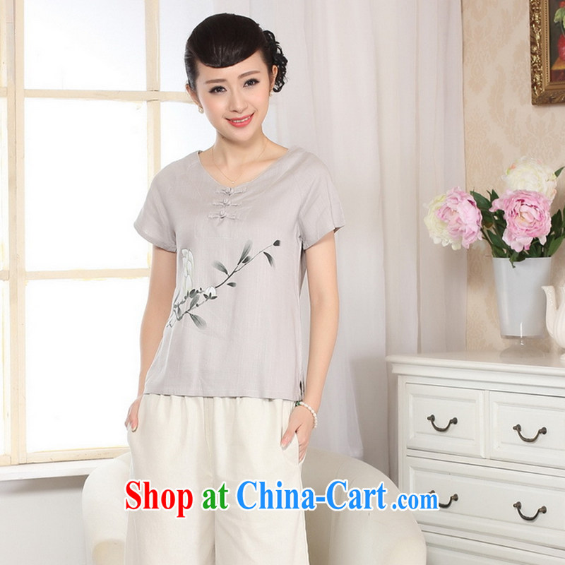 Take the new summer retro hand-painted dresses T-shirt short-sleeved cotton Ma hand-painted shirt ethnic wind female - A picture color 2 XL, spend figure, online shopping