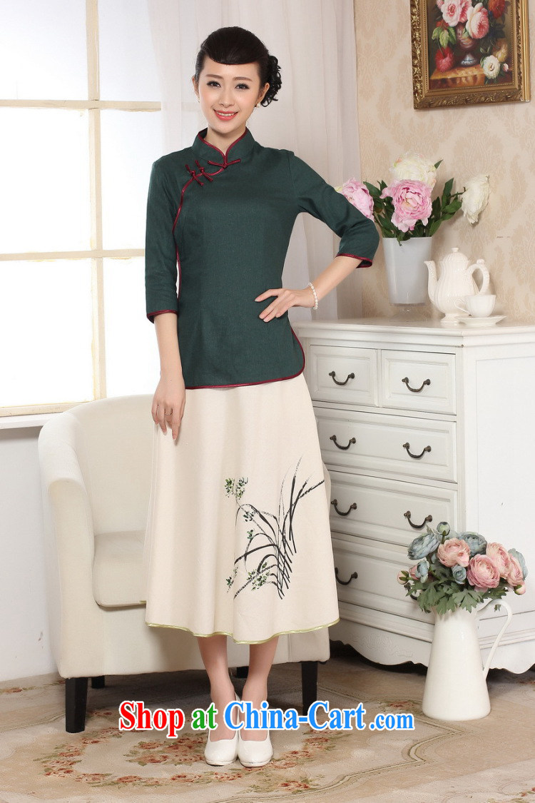 In accordance with the conditions in summer and stylish new cotton linen Ethnic Wind hand-painted blouses 7 cuff Tang replace LGD/0071 dark green #2 XL pictures, price, brand platters! Elections are good character, the national distribution, so why buy now enjoy more preferential! Health