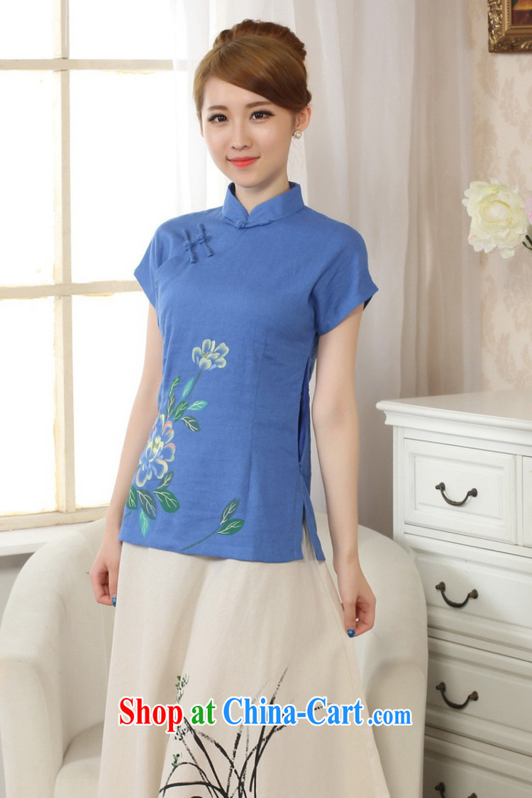 According to the conditions in summer and stylish new linen Ethnic Wind hand-painted blouses short-sleeved Sau San Tong load LGD/A 0067 dark green #2 XL pictures, price, brand platters! Elections are good character, the national distribution, so why buy now enjoy more preferential! Health