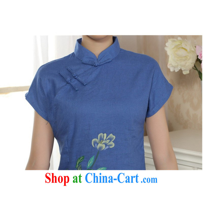 In accordance with the conditions in summer and stylish new Products Linen Ethnic Wind hand-painted blouses short-sleeved Sau San Tong load LGD/A 0067 dark green #2 XL, in accordance with the situation, and, on-line shopping