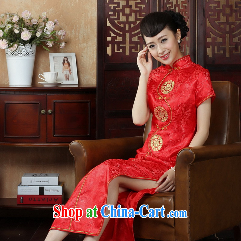 The payment to take the Tang on marriage dresses long dresses, for 4 tablets for damask cheongsam red 3XL, spend figure, shopping on the Internet