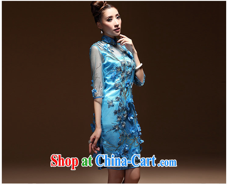 The CYD HO Kwun Tong' dream blue autumn 2014 The New Web yarn sexy cheongsam high and embroidery dress skirt QF 3845 blue XL pictures, price, brand platters! Elections are good character, the national distribution, so why buy now enjoy more preferential! Health