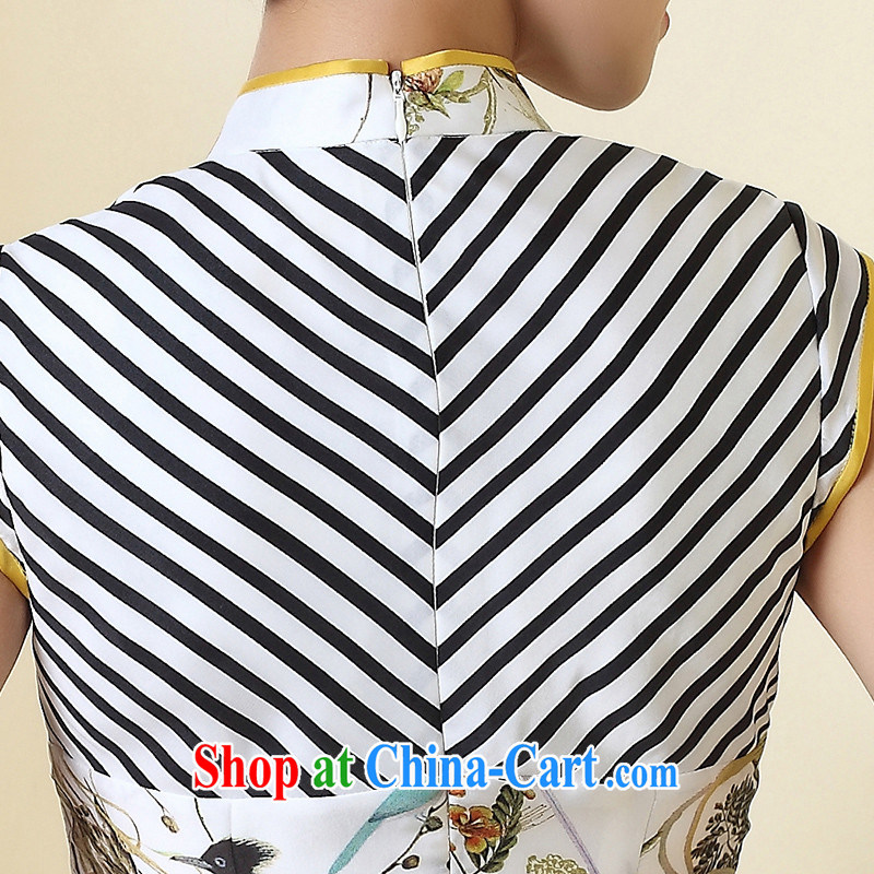 The CYD HO Kwun Tong' thrush 2015 summer stitching knocked color new cheongsam dress striped retro stamp dresses QD 4286 XL suit, Sau looked Tang, shopping on the Internet