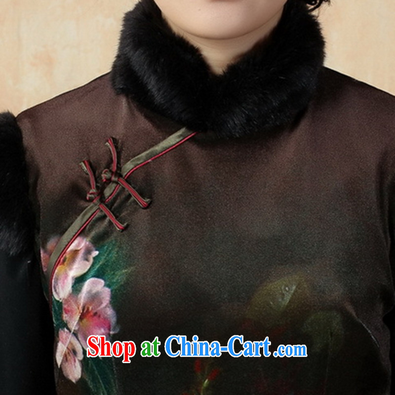 Take the new winter clothes Chinese qipao wool Classic tray snaps up for Classic Ladies' robes - A picture color 2 XL, spend figure, shopping on the Internet