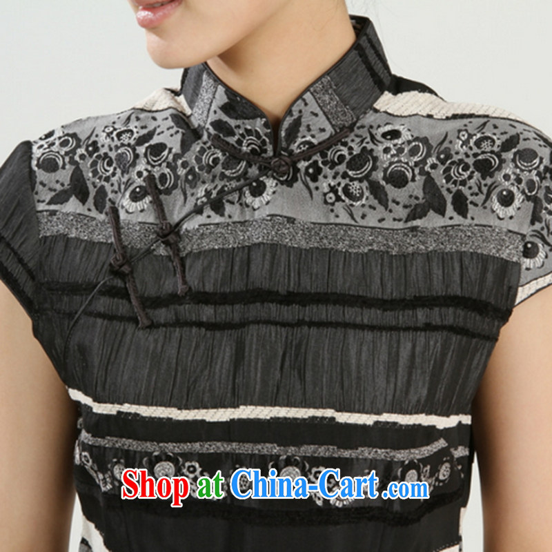 The payment takes the new girls summer manual tie dresses T-shirt dresses, Chinese Chinese qipao, T-shirt black XL, figure, and shopping on the Internet