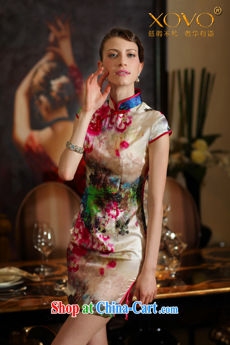 XOVO big ladies, hand-painted silk 2014 summer improved stylish heavy Silk Cheongsam retro sauna Silk Cheongsam dress of snow Peony XXL pictures, price, brand platters! Elections are good character, the national distribution, so why buy now enjoy more preferential! Health