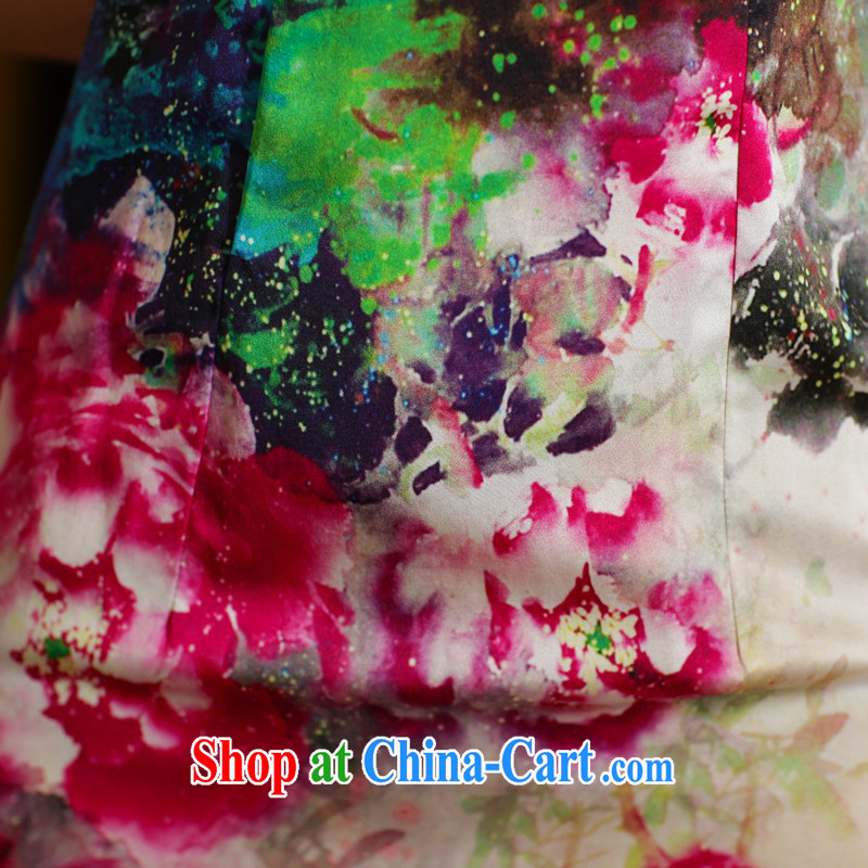 XOVO big ladies, Mr NGAN Kam-chuen (hand-painted silk 2014 summer improved stylish heavy Silk Cheongsam retro sauna Silk Cheongsam dress of snow Peony XXL, XOVO, shopping on the Internet