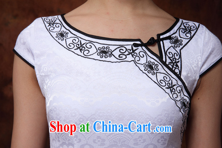 kam world, Yue Feng Argyle Ryden International improvement daily Chinese Han-retro China wind 2014 summer new cheongsam dress stylish short-sleeve beauty dresses white blue XL pictures, price, brand platters! Elections are good character, the national distribution, so why buy now enjoy more preferential! Health