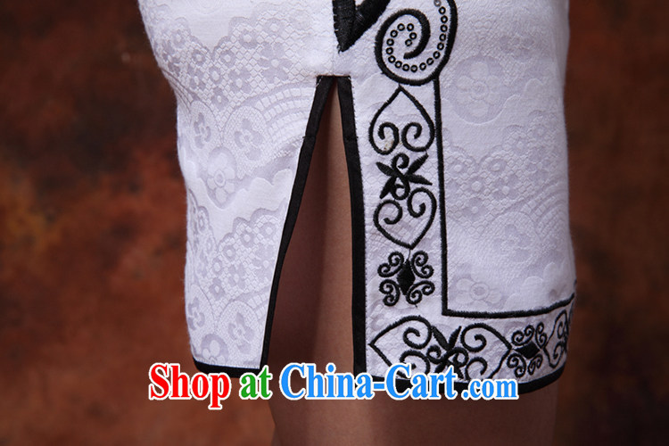 kam world, Yue Feng Argyle Ryden International improvement daily Chinese Han-retro China wind 2014 summer new cheongsam dress stylish short-sleeve beauty dresses white blue XL pictures, price, brand platters! Elections are good character, the national distribution, so why buy now enjoy more preferential! Health