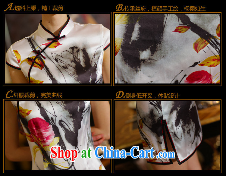 XOVO high-end female 2014 summer, Mr NGAN Kam-chuen hand-painted mulberry silk improved stylish retro Silk Cheongsam shirt sauna Silk Cheongsam dress ink Peony XXL pictures, price, brand platters! Elections are good character, the national distribution, so why buy now enjoy more preferential! Health
