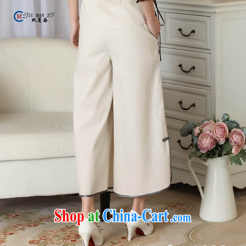 Capital city sprawl, Ms. Tang 9 pants, old fat MOM spring and summer with the Code horn wide leg cotton the Chinese Ethnic Wind P 0012 black L/2 feet 1 - 2 feet 5, capital city sprawl, shopping on the Internet
