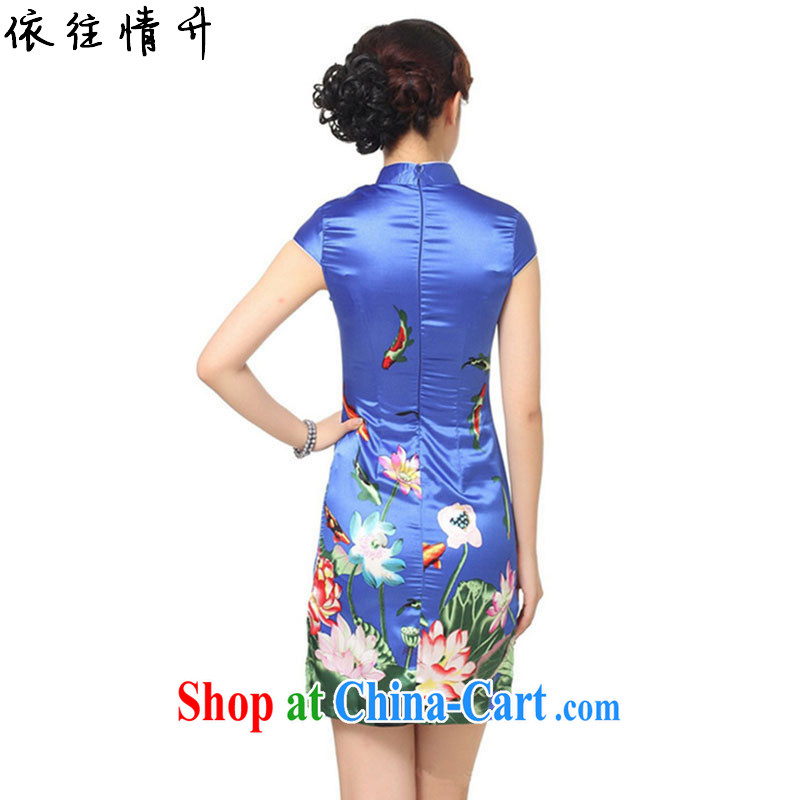 In accordance with the situation in summer 2015 trendy new name Ethnic Wind Lotus stamp duty cultivating Chinese qipao LGD/D 0183 #po-blue 2 XL, in accordance with the situation, and, shopping on the Internet