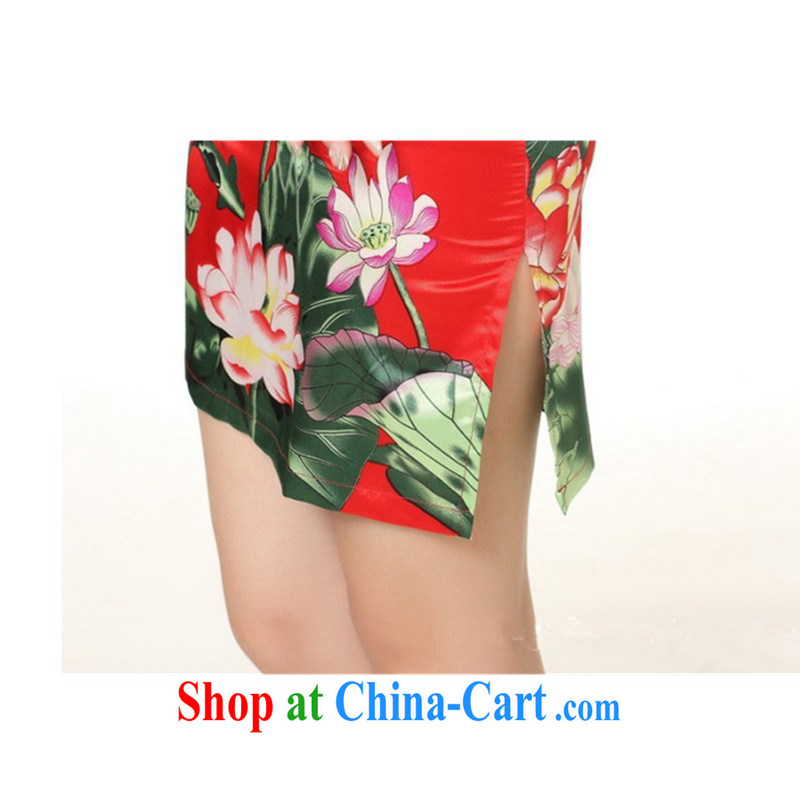 In accordance with the situation in summer 2015 trendy new name Ethnic Wind Lotus stamp duty cultivating Chinese qipao LGD/D 0183 #po-blue 2 XL, in accordance with the situation, and, shopping on the Internet
