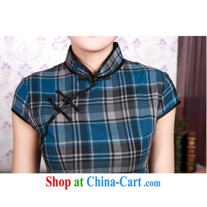 In accordance with the situation in summer 2015 trendy new products, for a tight lattice cultivating Chinese qipao LGD/D 0171 #blue 2 XL, according to the situation, and, shopping on the Internet