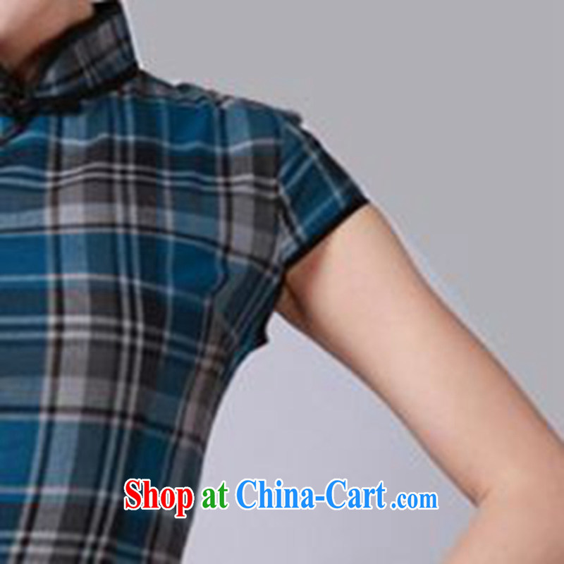 In accordance with the situation in summer 2015 trendy new products, for a tight lattice cultivating Chinese qipao LGD/D 0171 #blue 2 XL, according to the situation, and, shopping on the Internet