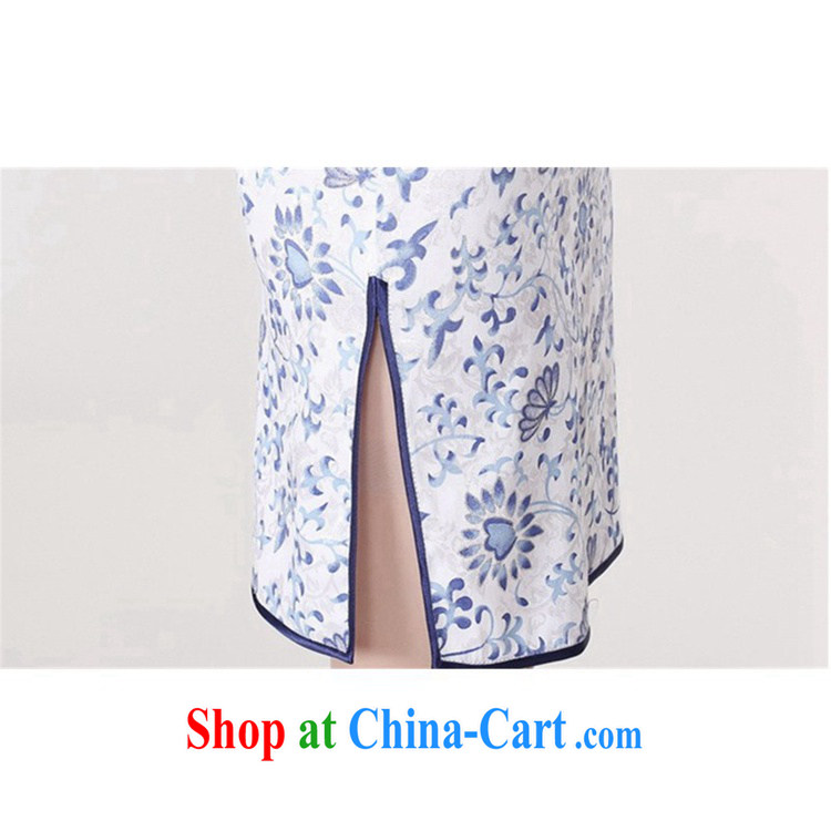 In accordance with the situation in summer 2015 trendy new products, for a tight budget stamp short sleeve cheongsam LGD/D 0205 #Blue on white 2 XL pictures, price, brand platters! Elections are good character, the national distribution, so why buy now enjoy more preferential! Health