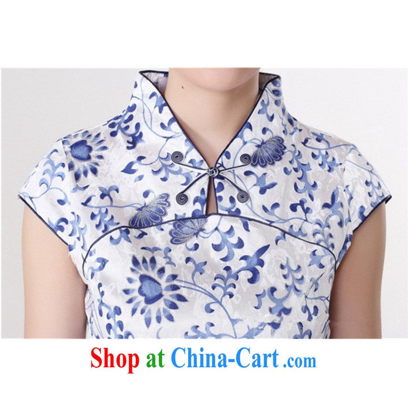 In accordance with the situation in 2015 is a tight and stylish new products, stamp duty for cultivating cheongsam dress LGD/D 0207 #Blue on white 2 XL, to rise, and shopping on the Internet