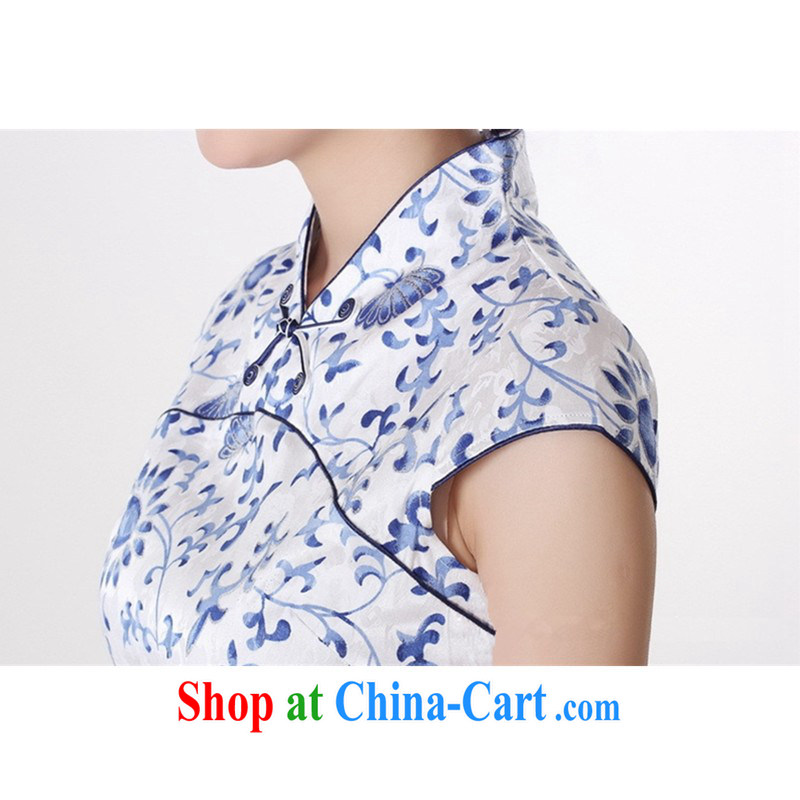 In accordance with the situation in 2015 is a tight and stylish new products, stamp duty for cultivating cheongsam dress LGD/D 0207 #Blue on white 2 XL, to rise, and shopping on the Internet