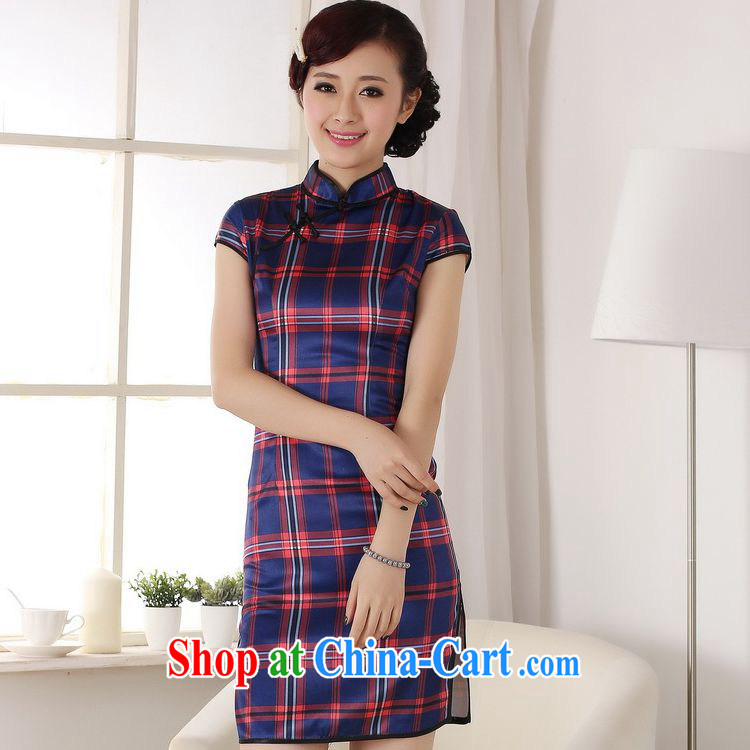 In accordance with the conditions in summer and stylish new products, for a tight plaid stitching cultivating cheongsam dress LGD/D 0202 #blue 2 XL pictures, price, brand platters! Elections are good character, the national distribution, so why buy now enjoy more preferential! Health