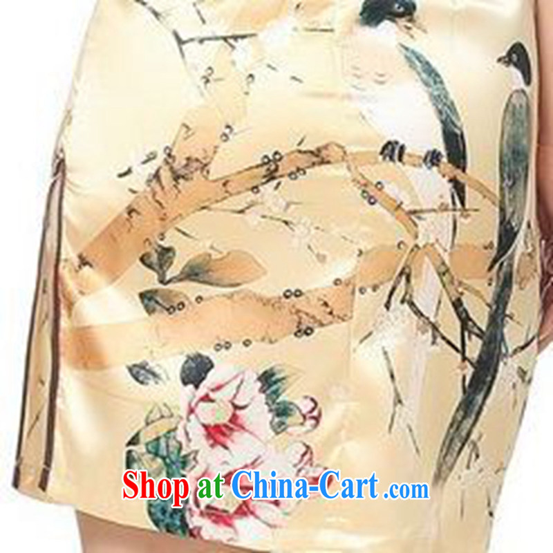According to the conditions in summer and stylish new products, for a tight stamp beauty cheongsam dress LGD/D 0197 #gold XL, according to the situation, and, on-line shopping