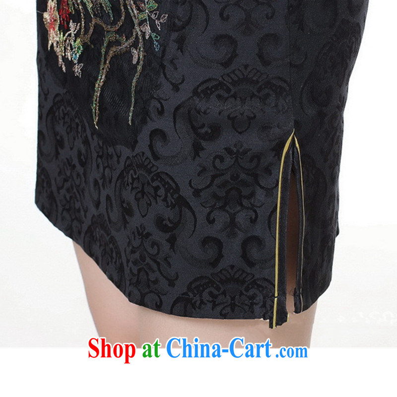 In accordance with the conditions in summer and stylish new female Chinese qipao, for Peacock embroidery cheongsam beauty dresses LGD/E 0012 #black 2 XL, to rise, and shopping on the Internet