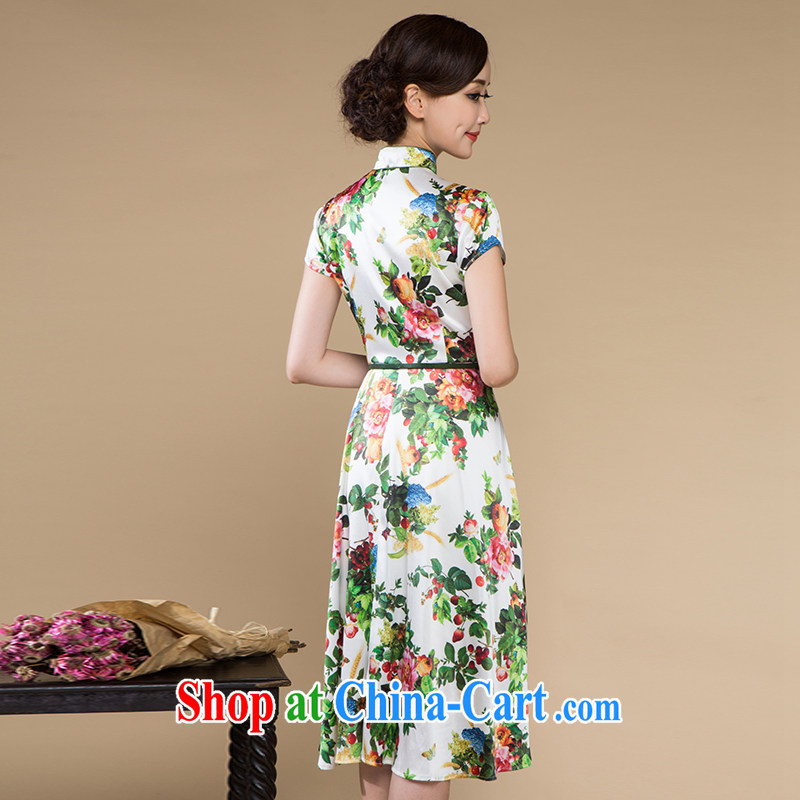 once and for all, without Wind Flower silk China wind up collar dresses summer, new laptop has been stamp girl with skirt ethnic wind green L - now do now selling pre-sale 30 days once and for all, without wind, and shopping on the Internet