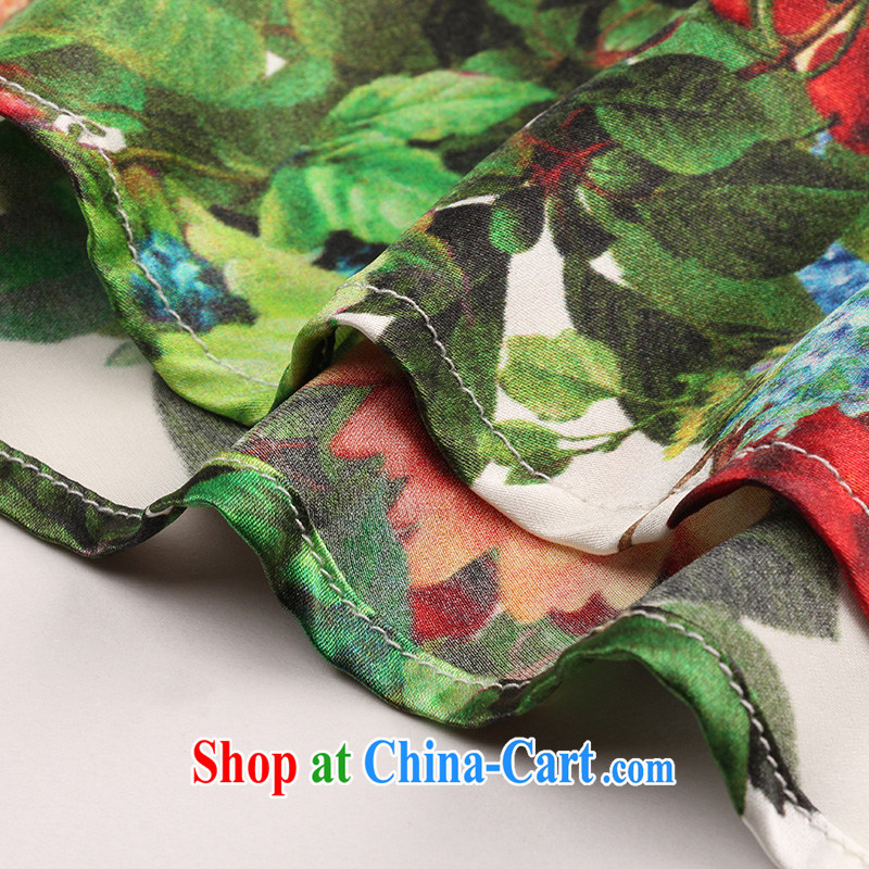 once and for all, without Wind Flower silk China wind up collar dresses summer, new laptop has been stamp girl with skirt ethnic wind green L - now do now selling pre-sale 30 days once and for all, without wind, and shopping on the Internet