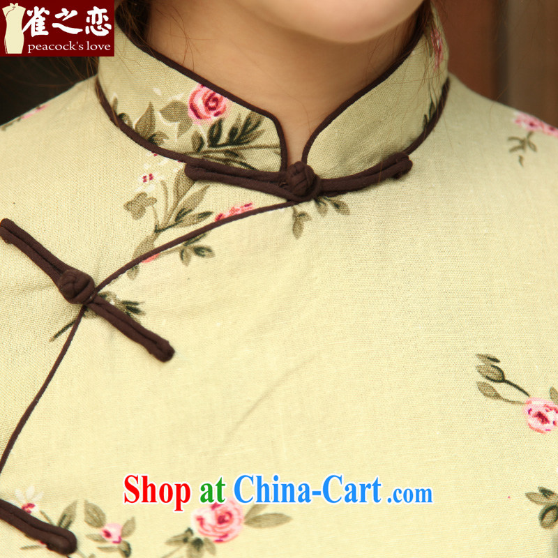 Birds of the land on which the Shadow 2015 spring new stylish retro short cotton the cheongsam QD 521 XXL suit, birds love, and shopping on the Internet