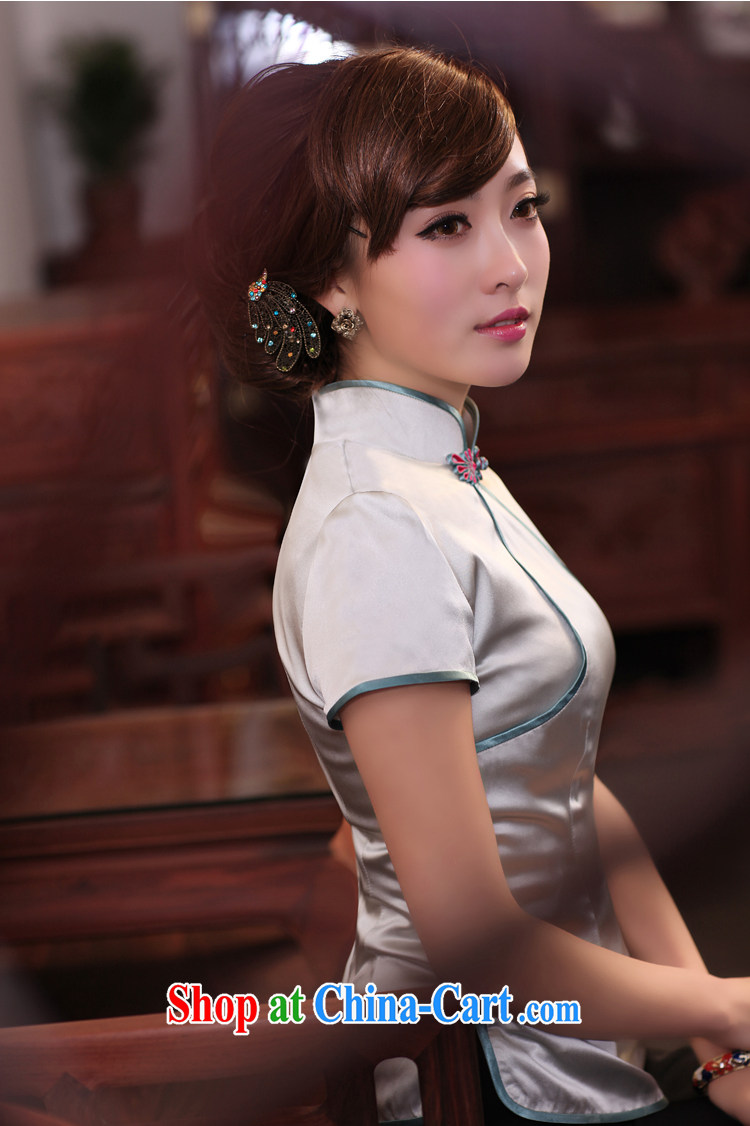 Birds of surplus land in spring 2015 the new Chinese Antique short Silk Cheongsam shirt QD 531 silver L pictures, price, brand platters! Elections are good character, the national distribution, so why buy now enjoy more preferential! Health