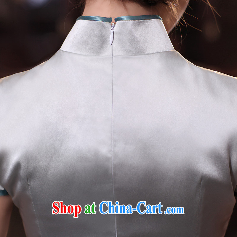 Birds of surplus land in spring 2015 the new Chinese Antique short Silk Cheongsam shirt QD 531 silver L, birds love, and shopping on the Internet