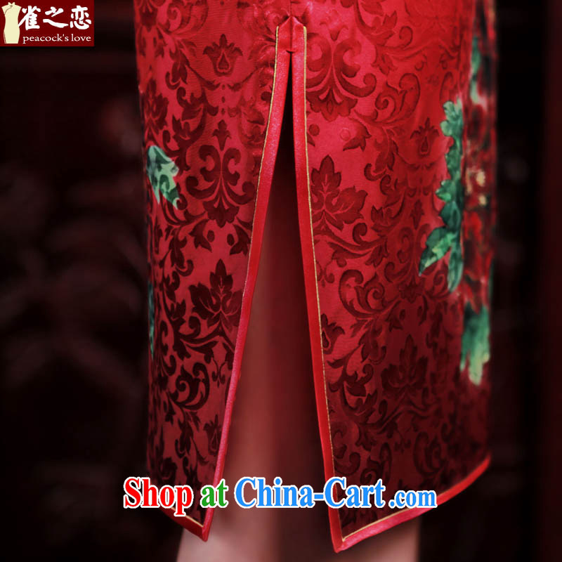 Birds of Colombia and of late 2015 spring new cheongsam dress Bong through Peony silk bridal wedding toast clothing cheongsam red L, birds love, and shopping on the Internet