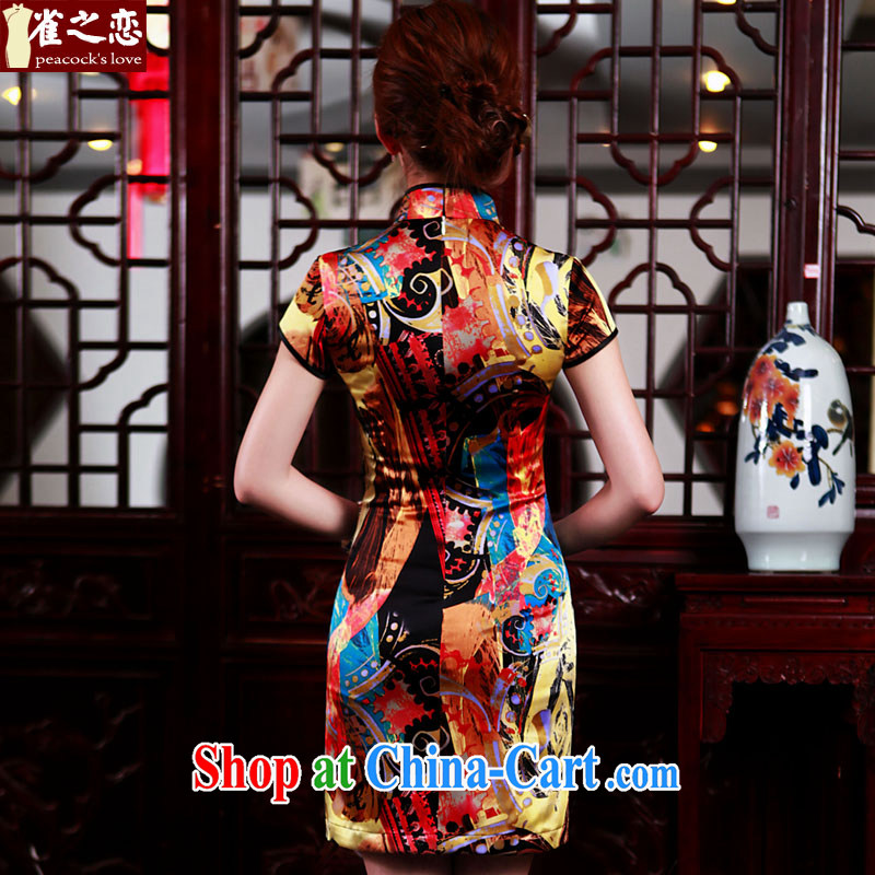 Birds love the incense, the 2015 spring new daily video thin Silk Cheongsam as XXXL, birds of the land, and shopping on the Internet
