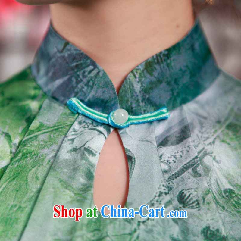 Birds love the color 2015 spring new stylish improved short silk positioning take short-sleeved qipao QD 527 figure XXXL, birds love, and shopping on the Internet