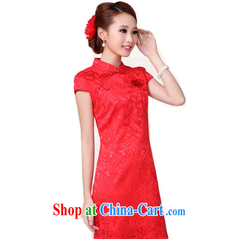 Spend $mirror 2015 new wedding dresses serving toast new summer red wedding dress high collar dress cheongsam red L, spent $mirror (HUAJINGYUAN), online shopping